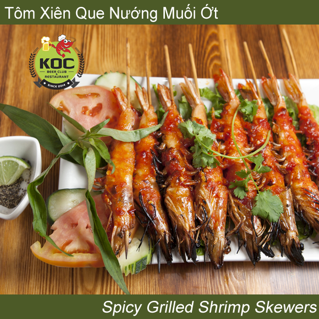 Tôm Xiên Que Nướng Muối Ớt Spicy Grilled Shrimp Skewers Little Saigon Vietnamese Restaurant KOC