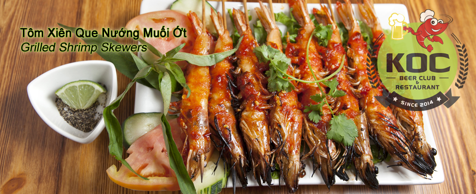 Tôm Xiên Que Nướng Muối Ớt - Grilled Shrimp Skewers